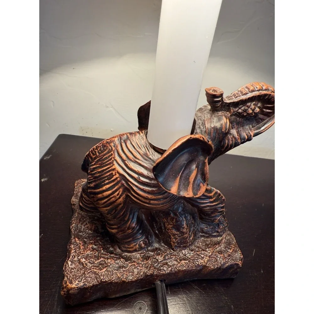 Vintage Elephant Table Lamp Operational ~10